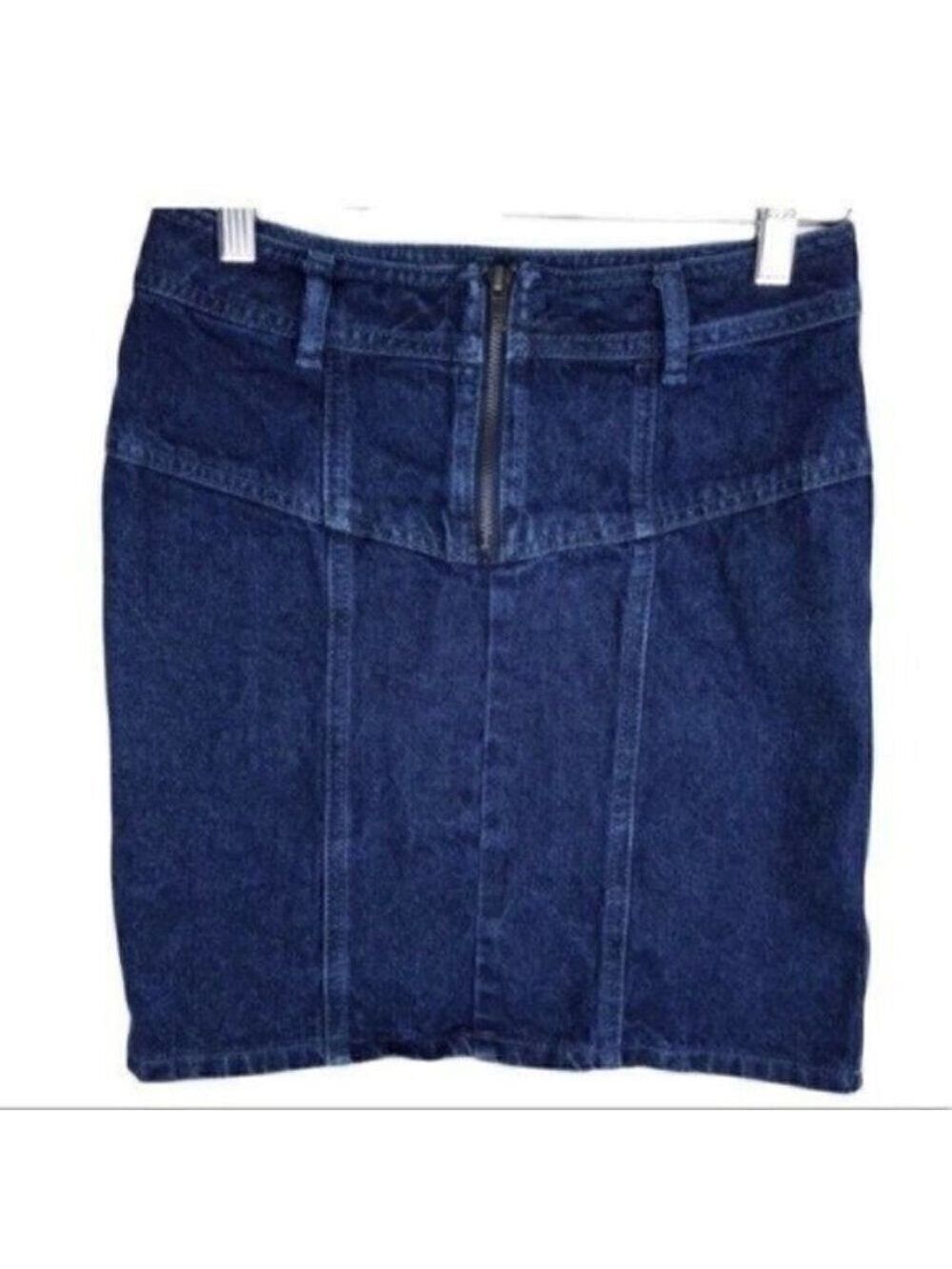 ASOS // Denim Blue Jean mini skirt size 4 front zip back pockets